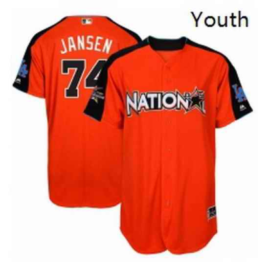 Youth Majestic Los Angeles Dodgers 74 Kenley Jansen Authentic Orange National League 2017 MLB All Star MLB Jersey